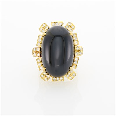 Lot 1028 - Gold, Black Onyx and Diamond Ring