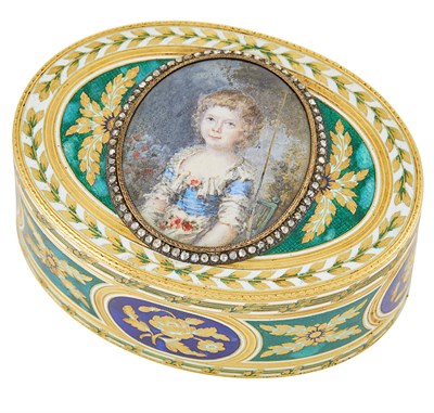 Lot 250 - Louis XV Gold and Enamel Snuff Box Charles Le...