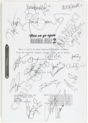 Lot 107 - MAMMA MIA! Cast signed script for Mamma Mia!...