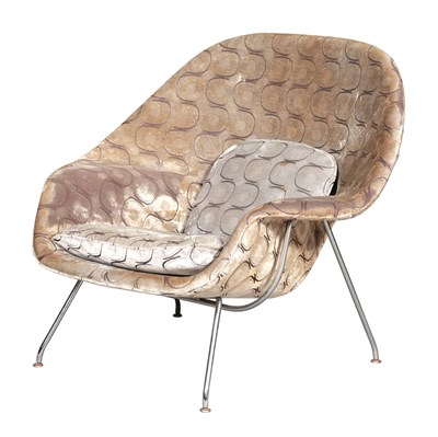 Lot 226 - Eero Saarinen Upholstered Chromed Metal Womb...