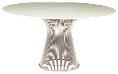 Lot 230 - Warren Platner Marble and Chromed Steel Dining...