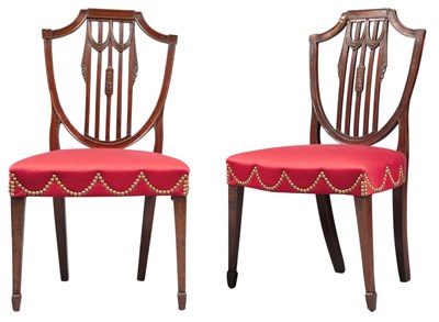 Lot 1332 - Pair of George III Shield-Back Side Chairs...