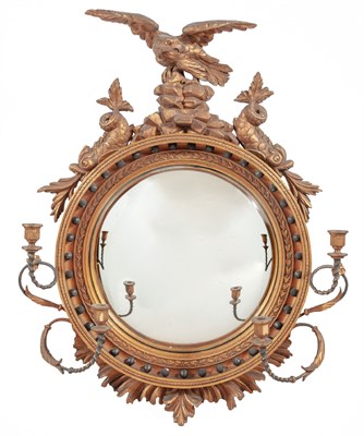 Lot 262 - Classical Style Convex Girandole Mirror Early...