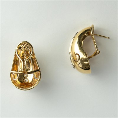 Lot 1024 - Pair of Gold and Diamond Earrings
