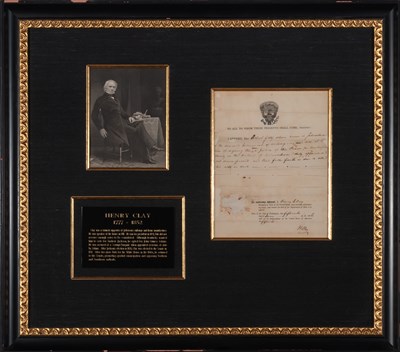Lot 1015 - CLAY, HENRY Document signed as Secretary of...