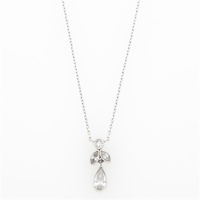 Lot 1184 - Platinum and Diamond Pendant-Necklace
