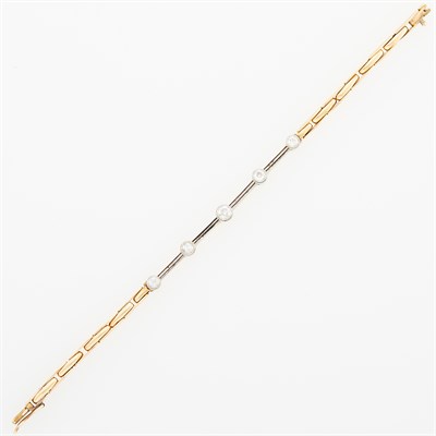 Lot 1180 - Two-Color Gold and Diamond Bracelet