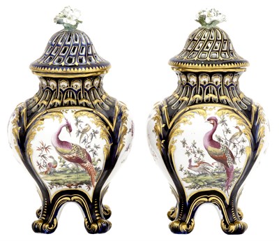 Lot 59 - Pair of Chelsea Porcelain Mazarine-Blue Ground...