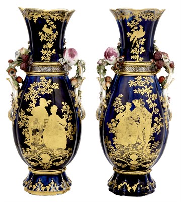 Lot 62 - Pair of Chelsea Porcelain Mazarine-Blue Ground...