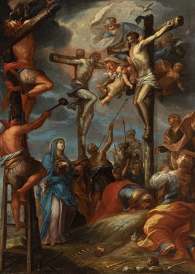Lot 135 - Venetian School 18th Century Crucifixion Oil...
