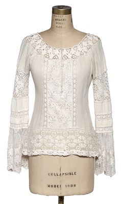 Lot 159 - CAISSIE LEVY Lace trim and gauze top worn in...