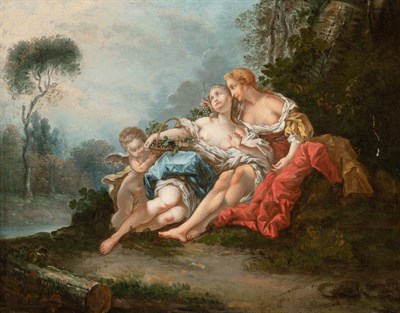 Lot 129 - Follower of Francois Boucher Two Nymphs Oil on...