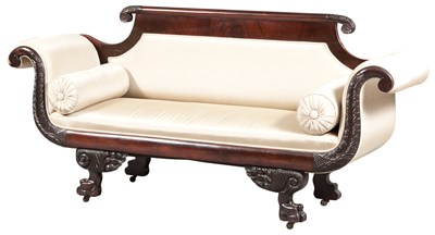 Lot 265 - Classical Mahogany Upholstered Settee 19th...