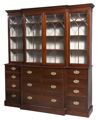 Lot 231 - George III Mahogany and Maple Breakfront...