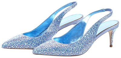 Lot 83 - CHER A pair of blue slingback LeSilla heels...