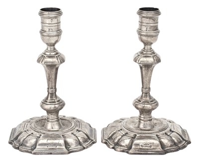 Lot 123 - Pair of George II Sterling Silver Candlesticks...