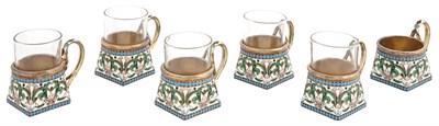 Lot 150 - Set of Six Russian Silver-Gilt and Cloisonné...