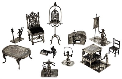 Lot 262 - Group of Continental Silver Miniatures...