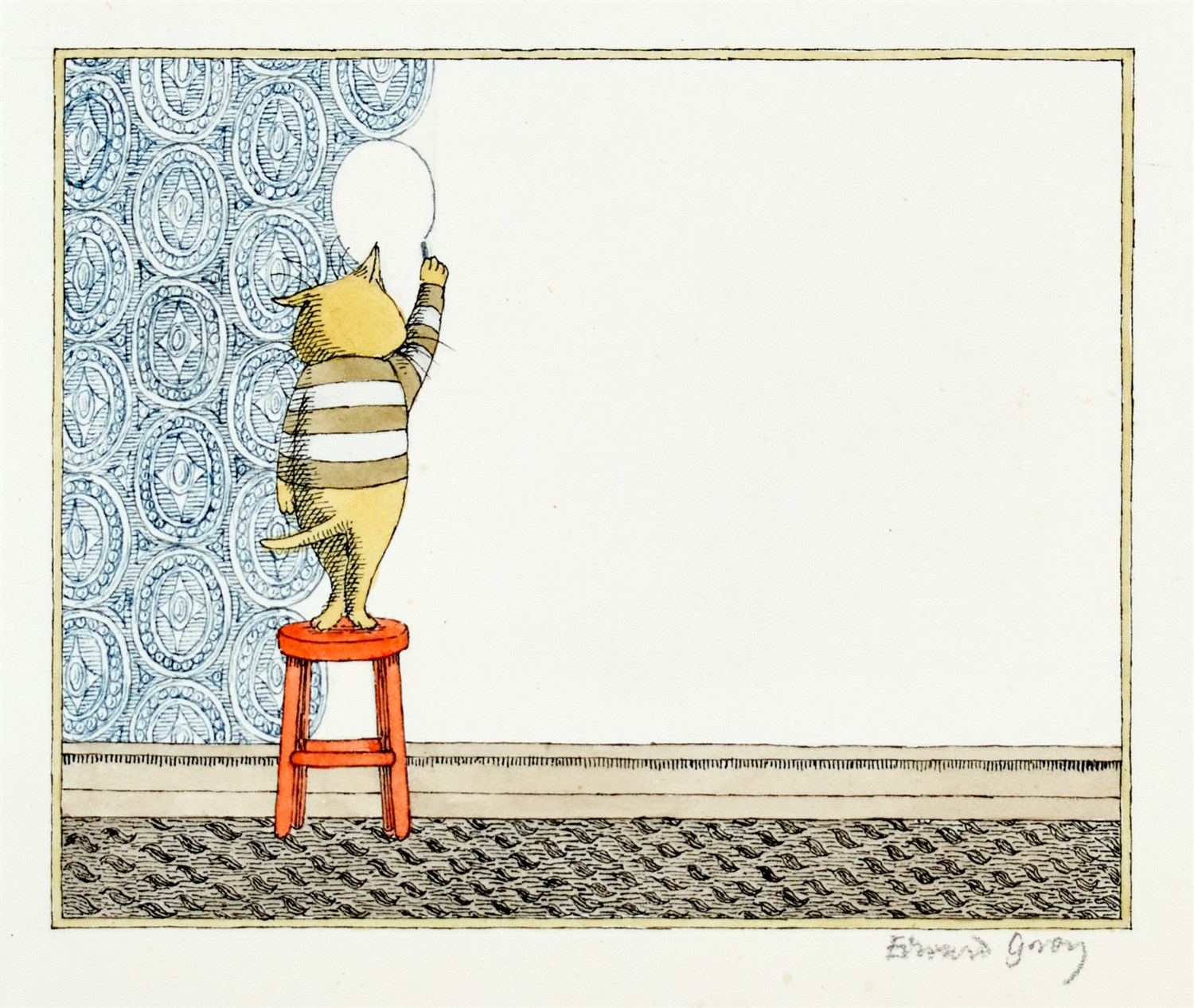 Lot 241 - GOREY, EDWARD Original drawing "Cat Drawing...