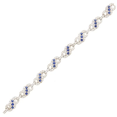 Lot 202 - Platinum, Diamond and Sapphire Bracelet