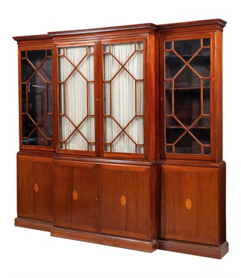 Lot 160 - George III Inlaid Mahogany Breakfront Bookcase...