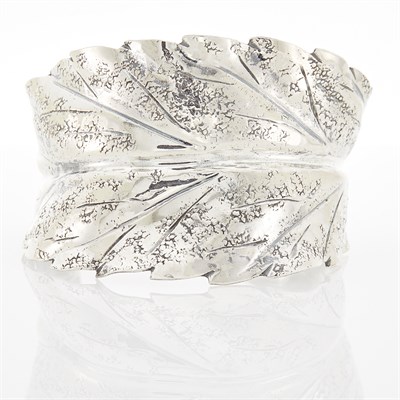 Lot 1085 - Buccellati Sterling Silver Leaf Cuff Bangle Bracelet