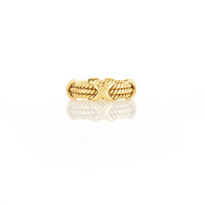 Lot 1017 - Tiffany & Co., Schlumberger Gold 'Rope Three Row X' Band Ring
