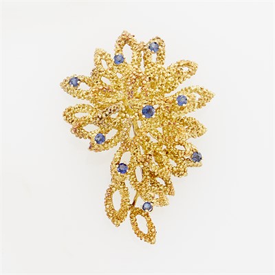 Lot 1224 - Tiffany & Co. Gold and Sapphire Brooch