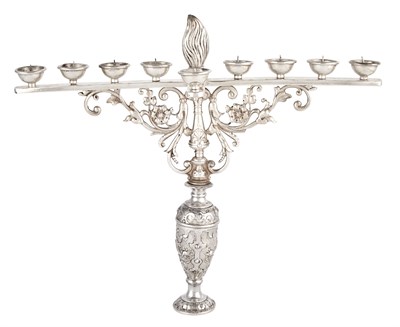 Lot 225 - Renaissance Style Sterling Silver Menorah...
