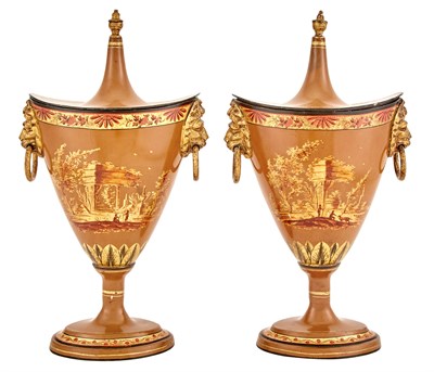 Lot 213 - Pair of Continental Japanned and Parcel-Gilt...