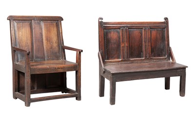 Lot 100 - Two English Oak Joined Settles 17th Century...