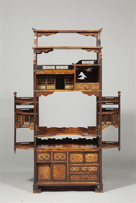 Lot 152 - A Matched Pair of Japanese Marquetry Shodana Cabinets
