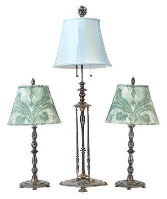 Lot 168 - Silver Plated Column-Form Lamp Height 20...