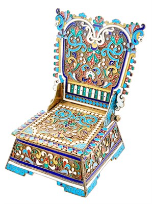 Lot 202 - Russian Silver-Gilt and Cloisonné Enamel Salt...