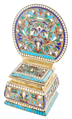 Lot 204 - Russian Silver-Gilt and Cloisonné Enamel Salt...