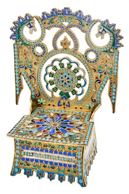 Lot 205 - Russian Silver-Gilt and Cloisonné Enamel Salt...