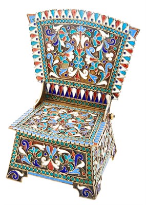 Lot 203 - Russian Silver-Gilt and Cloisonné Enamel Salt...