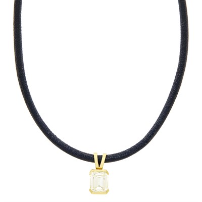 Lot 49 - Gold and Diamond Pendant on Leather Cord