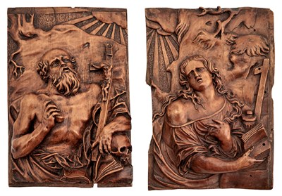 Lot 584 - Two South German Boxwood Reliefs of Mary...