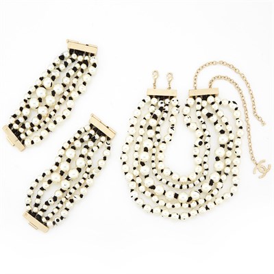 Lot 2084 - Chanel Gilt-Metal and Imitation Pearl Necklace, France, and Two Bracelets