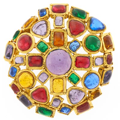 Lot 1062 - Chanel Gold-Tone Metal and Multicolored Gripoix Glass Brooch, France