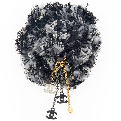 Lot 1054 - Chanel Gold-Tone Metal, Fabric and Rhinestone Brooch