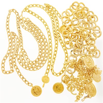 Lot 2095 - Attributed to Chanel Four Gold-Tone Metal Belts