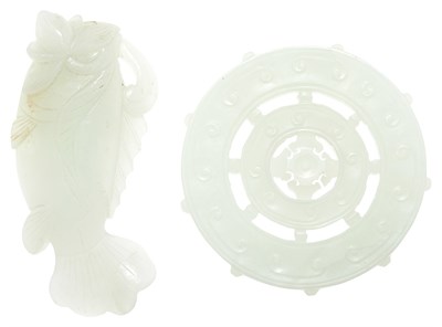 Lot 1065 - Two Chinese White Jade Carvings Republic...