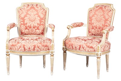 Lot 276 - Pair of Louis XVI Silk-Upholstered...