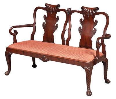 Lot 280 - George II Style Walnut Double-Chairback Settee...