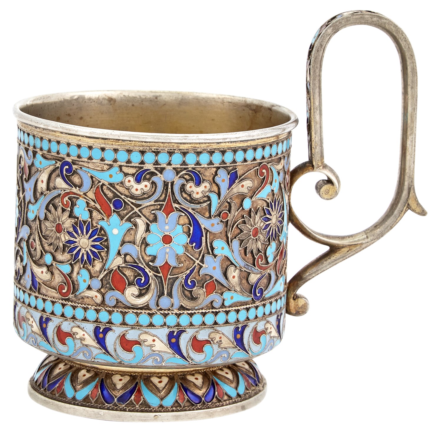 Lot 200 - Russian Silver-Gilt and Cloisonné Enamel Tea...