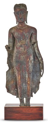 Lot 1272 - A Thai Bronze Standing Figure of Buddha 17th...