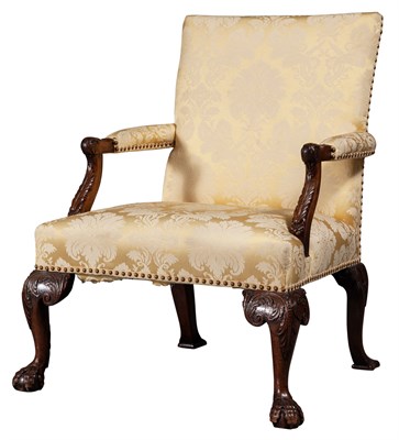Lot 181 - George II Style Yellow Silk-Upholstered...