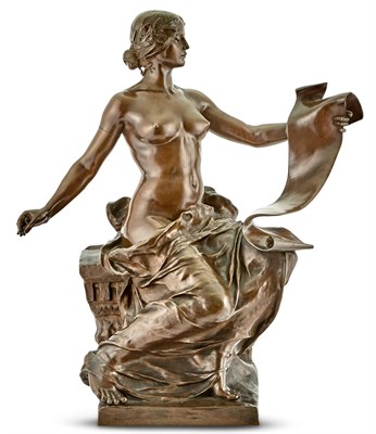 Lot 197 - French Patinated Bronze Group of L'Histoire...